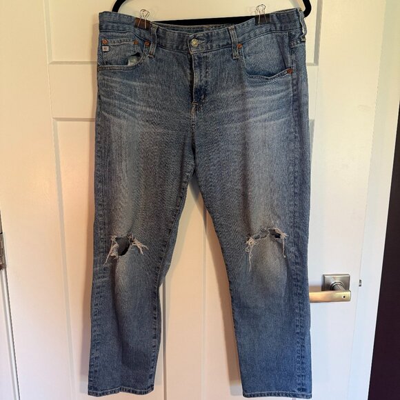 AG Ex-Boyfriend Slim Slouchy cropped with holes - Picture 1 of 6